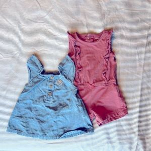 Carters 0-3m romper/shirt set